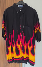 PIDOZA Flammen Hemd Gr. L Large Schwarz Rockabilly Punk Vintage - guter Zustand