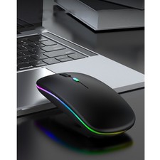 Wireless Mouse 2.4G Rechargeable 3 DPI Small Quiet Design Plastic Black 2 Mo N  