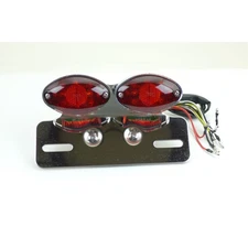 Taillight / Turn Signal Unit Chrome With License Holder - Red Lens 060-045