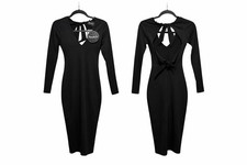Nookie Cleo Long Sleeve Midi Dress Cutout at Back Black Small Size XS NWT