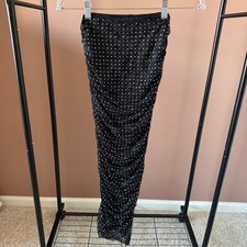 ZARA Jewel Lace Rhinestone Ruched Midi Skirt