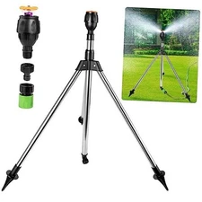 Rotating Tripod Sprinkler, Sprinklers for Lawn Garden Yard, 360 Degree Large 