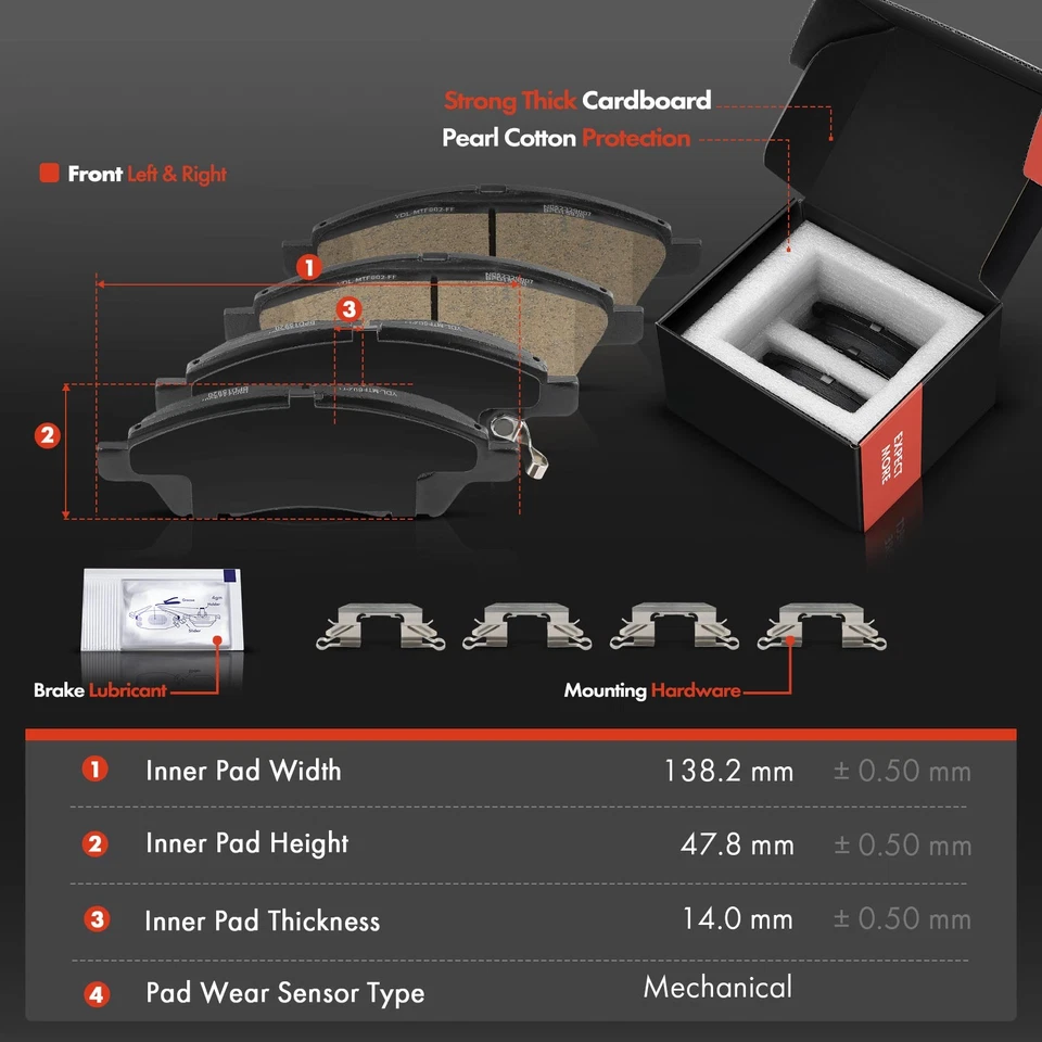 Rotores de freno de disco delanteros y traseros y pastillas de freno de cerámica para Nissan Micra 2015-2017 Foto 3 de 4