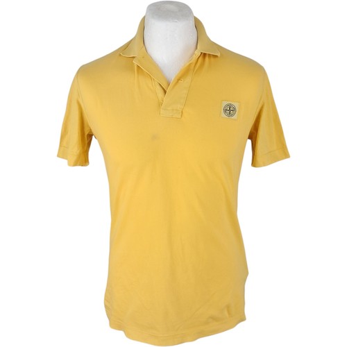 Stone Island, Stone Island T Shirt M Men's Yellow Cotton VTG 90s Designer Summer Short Sleeve