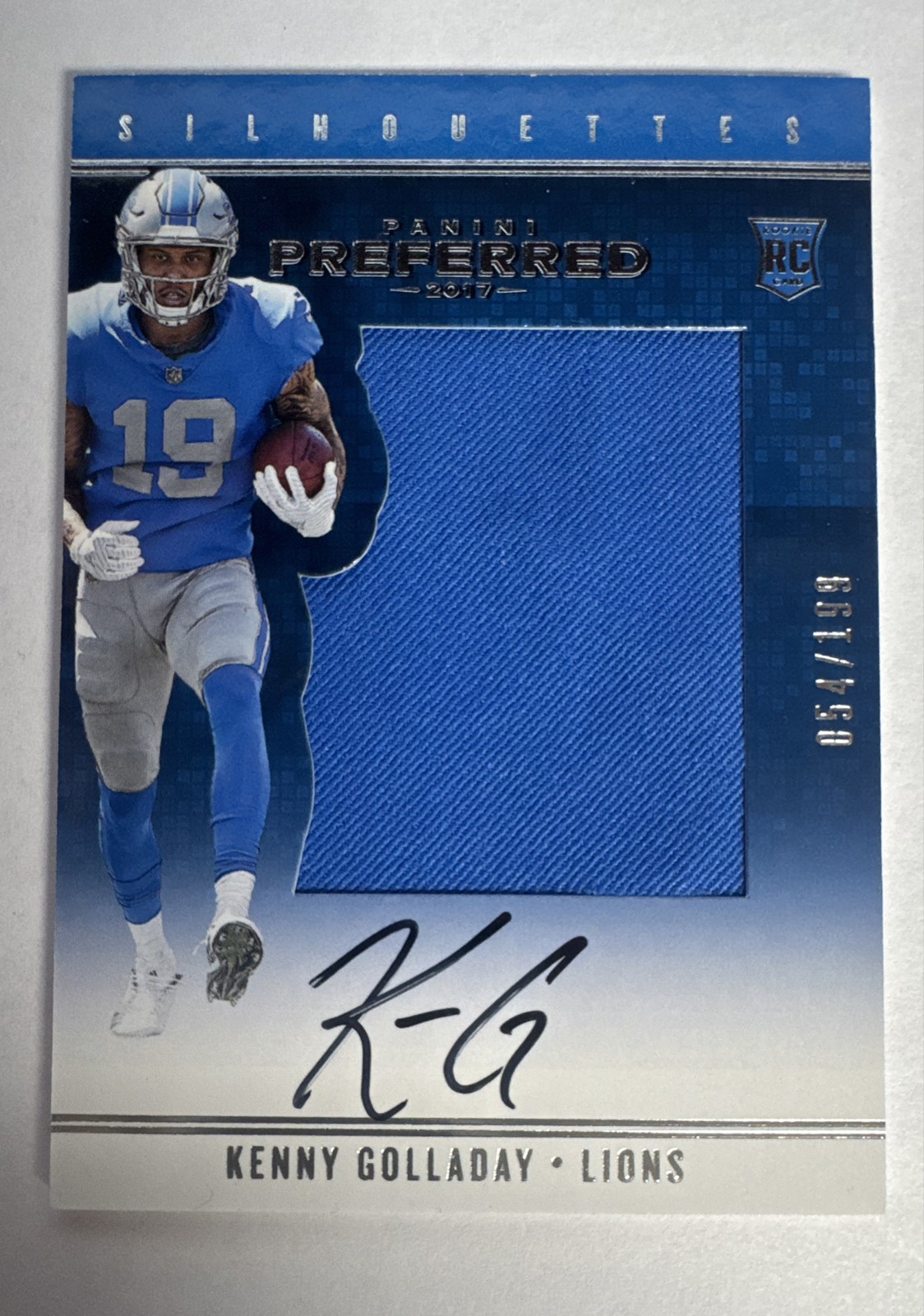 Kenny Golladay Panini Preferred Rookie Silhouettes Autograph Relics #70 Base