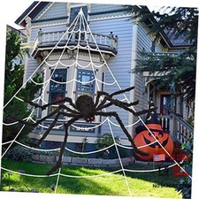 200" Halloween Spider Web  59" Giant Spider Decorations, Fake Spiders with