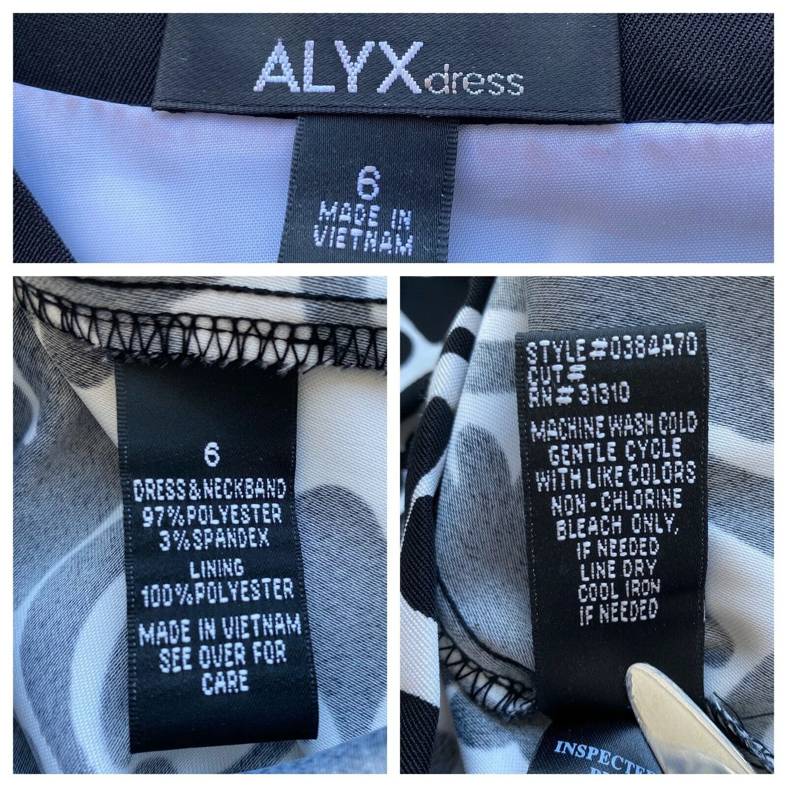 Abito donna ALYX taglia 6 barocco nero avorio senza maniche foderato con corpetto