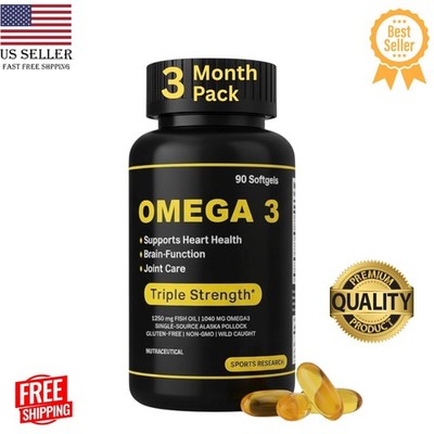 OMEGA 3 xl sofgels 1250mg 90 Softgels FISH OIL Epa Dha Essential Free Ship