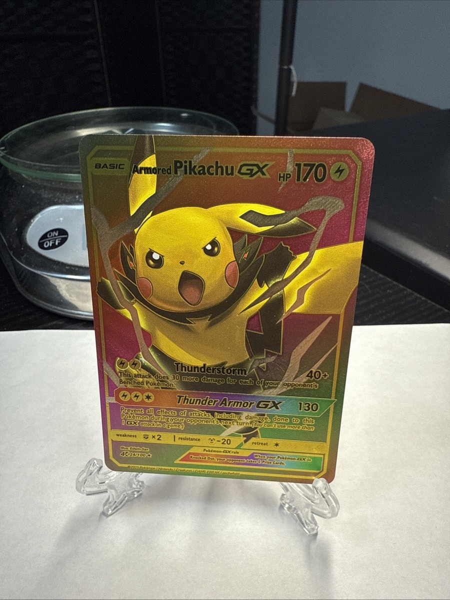 Pikachu GX Rainbow FoilHp170 Fan Art Card Under Armor Gx
