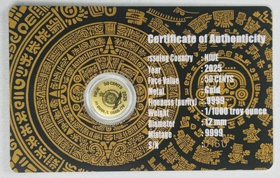 2025 Niue Aztec Calendar 1/1000 oz .9999 Gold in Card | eBay