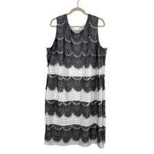 Dressbarn Womens Lace Tiered Shift Dress Whimsigoth Flapper Sleeveless Size 22