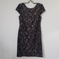 Calvin Klein Dress 12 Sequined Floral Backless Draped Sheath Black Tie Holiday