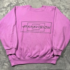 Vintage 1980s Panavision Hanes Sweatshirt Mens XL Pink Cotton Raglan Sleeve