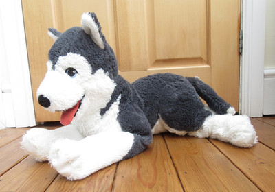 WASHED GROSSER IKEA LIVLIG HUSKY GRAU WEISS ALASKAN MALAMUTE HUND STOFFTIER PLÜSCHTIER