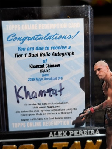 Carte Auto Khamzat Chimaev 2025 Topps Chrome UFC /25 - Parallèle Orange Géométrique, Hard Signed