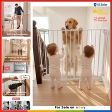 Baby Gate 43 Inch Wide Hardware Mount Auto Close Walk Thru No Bottom Bar Pet