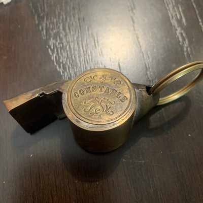 Antique 1920 s Constable Solid Brass Whistle With Raised Star