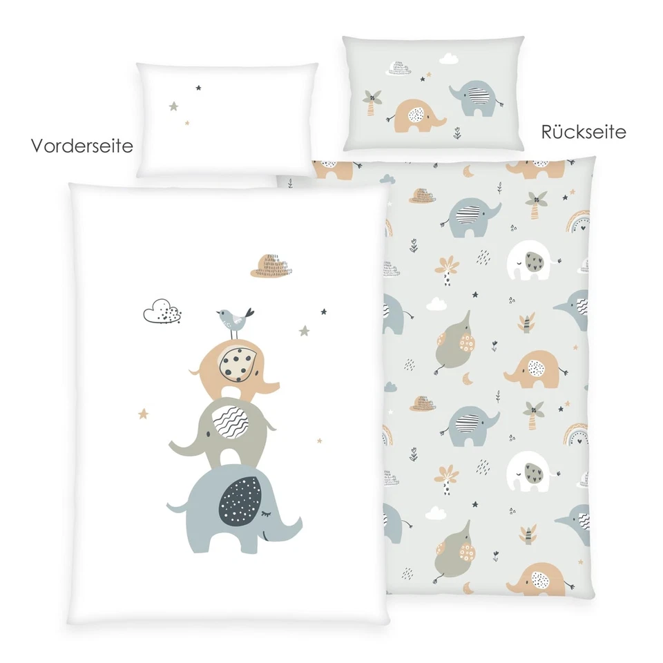 Herding babybest Set di Biancheria da Letto con Elefanti, Federa 40 x 60 cm w6oi - Immagine 2 di 4