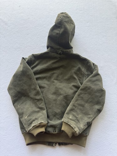Carhartt Canvas Hooded Full Zip Jacket Youth/Kids Medium Y06-MOS VTG Y2K Faded - Picture 4 of 6