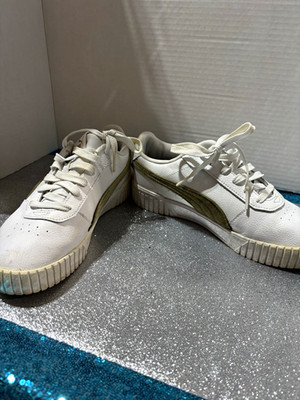 PUMA Green Teens Low Top Lace Up Athletic Sneakers Leather Upper Rubber Sole