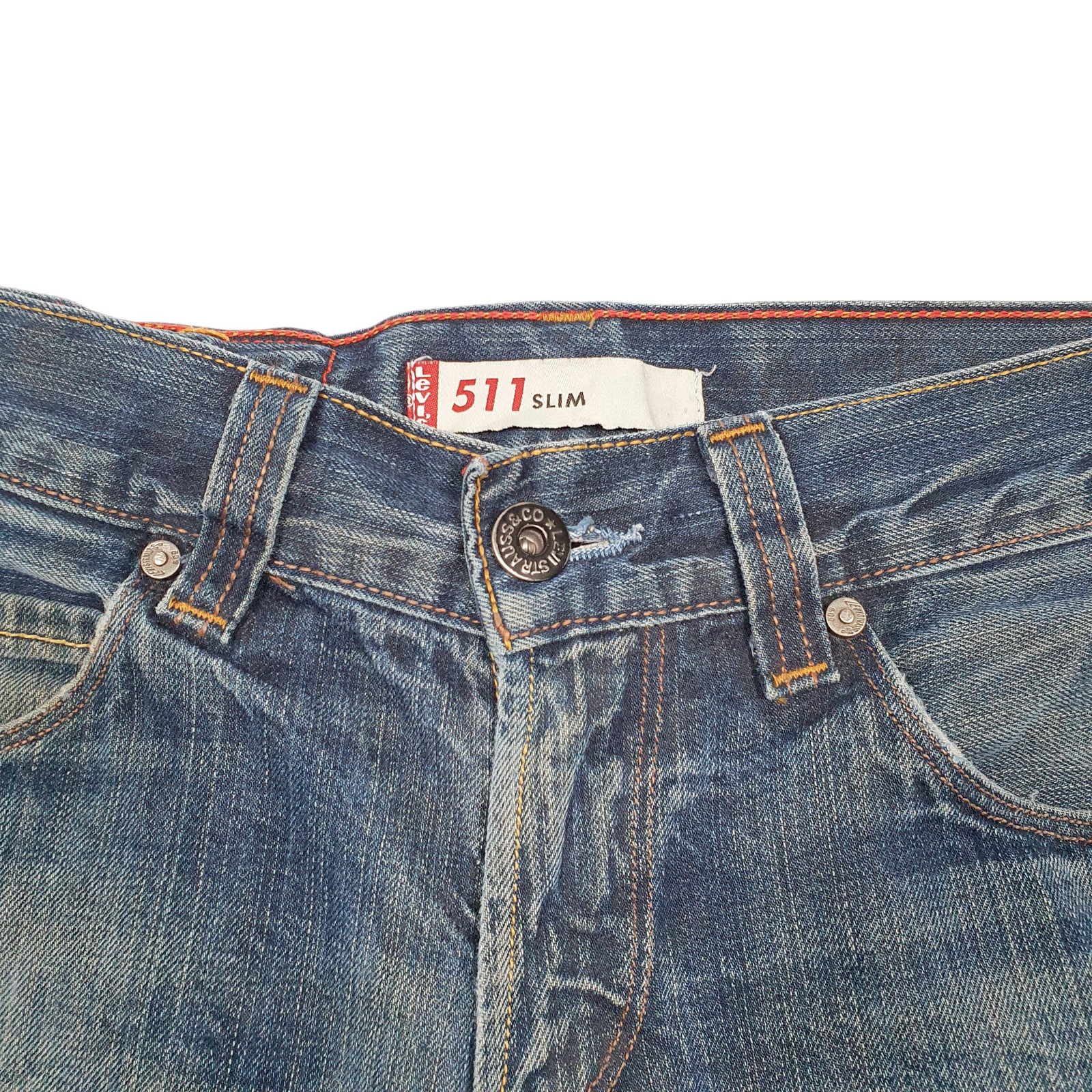 LEVIS 511 Slim Jorts Blue Denim Jeans Cotton Shorts Mens W30 image 2