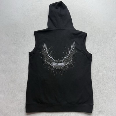 Harley Davidson St. Thomas Black Hoodie Bravado Sleeveless Summer Nights VTG Y2K