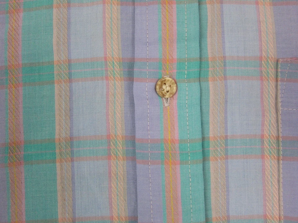 Camisa De Colección City Streets Para Hombre Grande Azul Rosa A Cuadros Años 80 Colorido Pastel Foto 3 de 4