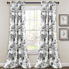 Chic French Country Toile Light Filtering Curtain Panels, 52" W x 84" L