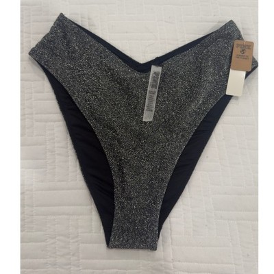 Victoria's Secret PINK Silver Metallic High Leg Bikini Bottom S 26660864