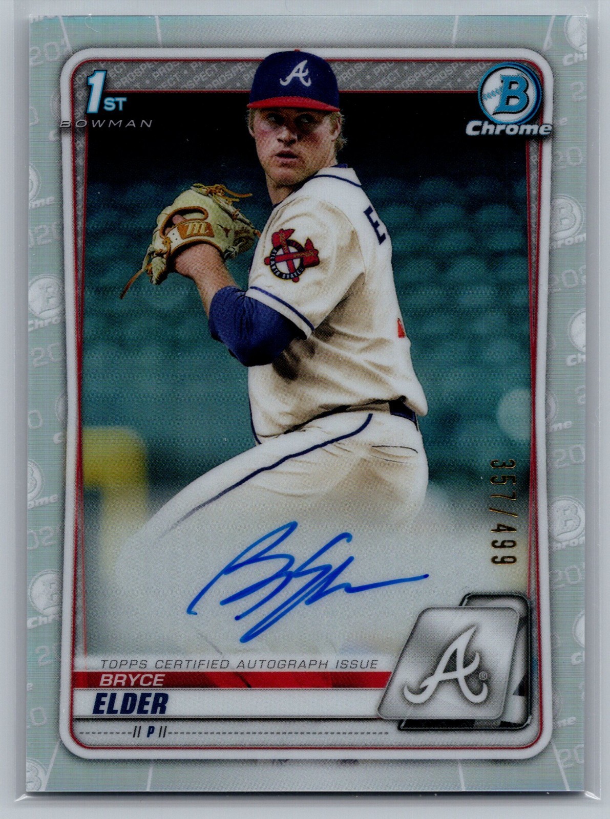 2020 Bowman Chrome Draft 1st Bryce Elder #BD-BE Refractor AUTO /499