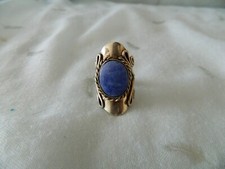 Unisex Expandable Ring Silver Colour With Blue Gem Stone Oval Shape