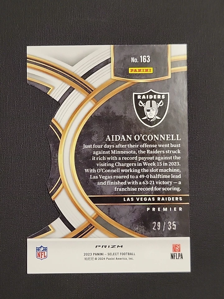 Aidan O'Connell Rookie Card Blue and Orange Prizms Die-Cut #29/35 - Image 2 of 4