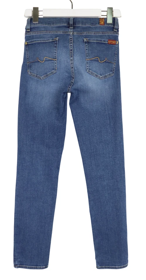 7 For All Mankind Roxanne Mujeres Jeans W28 Denim Azul Bigotes de Gato Estándar - Imagen 2 de 4