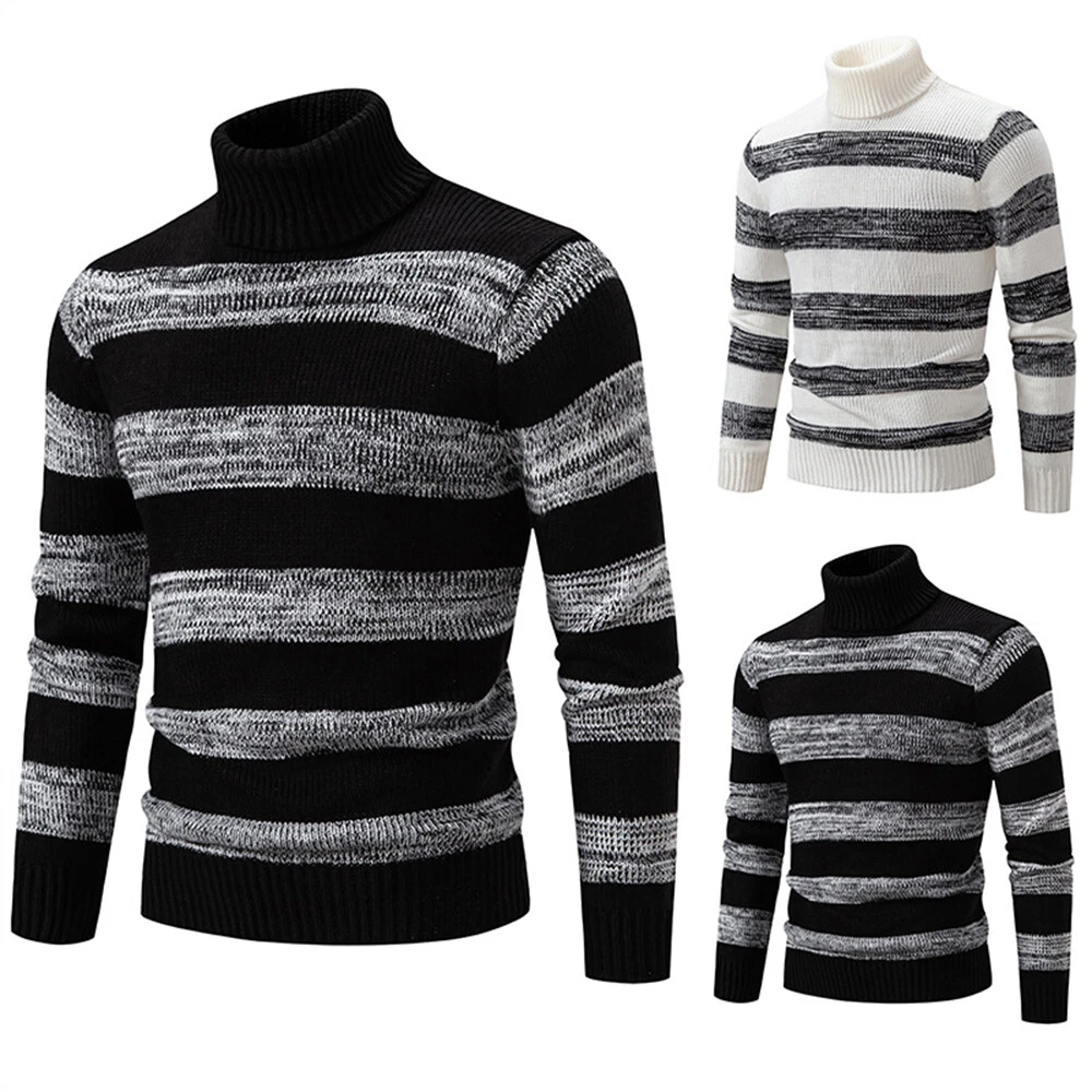 Men's Slim Fit Turtleneck Sweater Casual Knitted Pullover Warm Sweaters