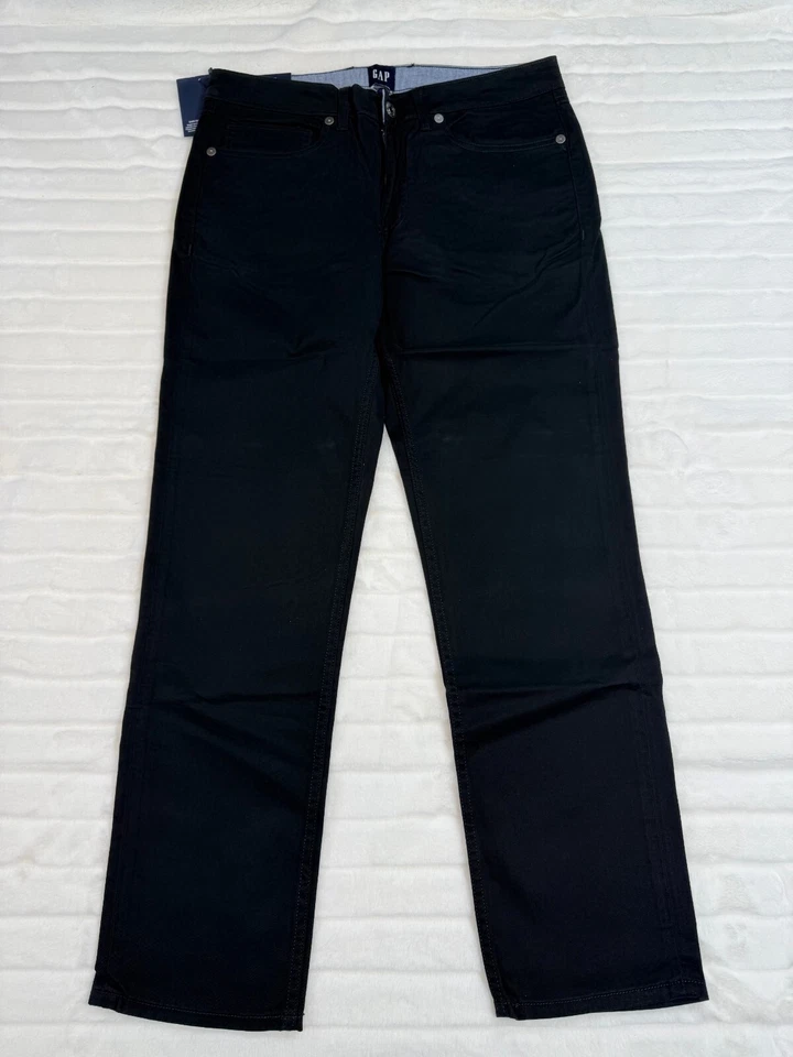 Pantalones GAP Hombres 32x30 Negro Gaflex Elastizados Clásicos Calce Ajustado Pierna Recta Suave Nuevo Foto 2 de 4