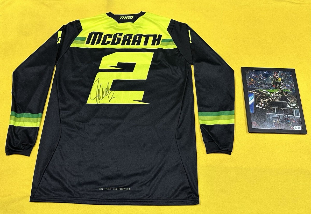 JEREMY MCGRATH SIGNED THOR SUPERCROSS RACE JERSEY AND PHOTO