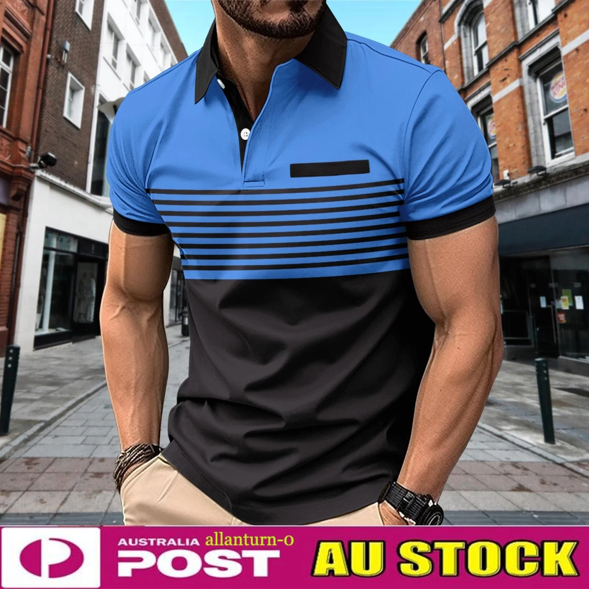 Polo Shirt Colorblock T Shirts Men Short Sleeve Casual Slim Golf Tops Fashion
