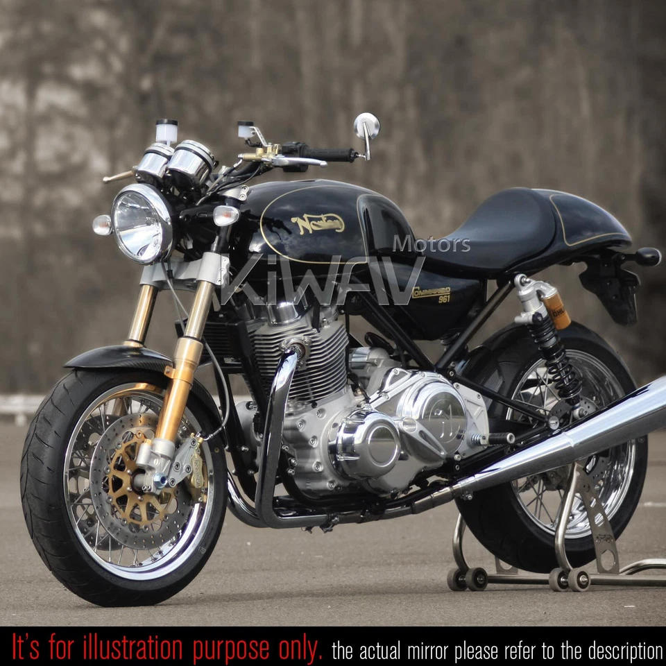 Extremo Barra Espejo IZQUIERDO X1 2.5" Redondo Cromo para Moto Guzzi Roscado Stock Manillar Foto 3 de 4