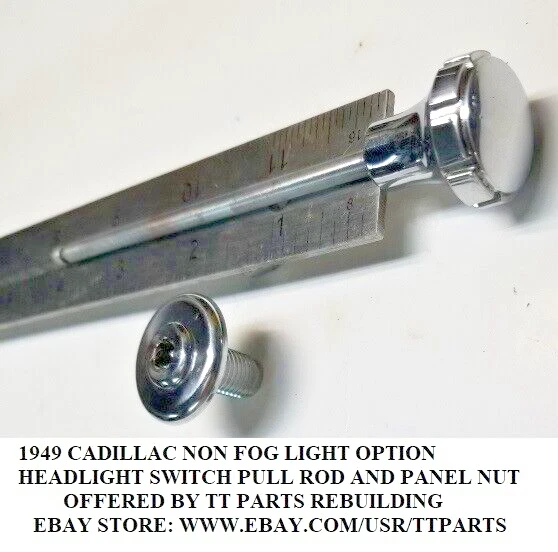 Interruptor de faros Cadillac 1949 opción luz antiniebla varilla de tracción y bisel Foto 3 de 4