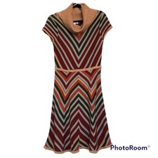 Jessica Simpson Fit & Flare Zig-Zag Cowl Neck Knit/Sweater Dress Size L