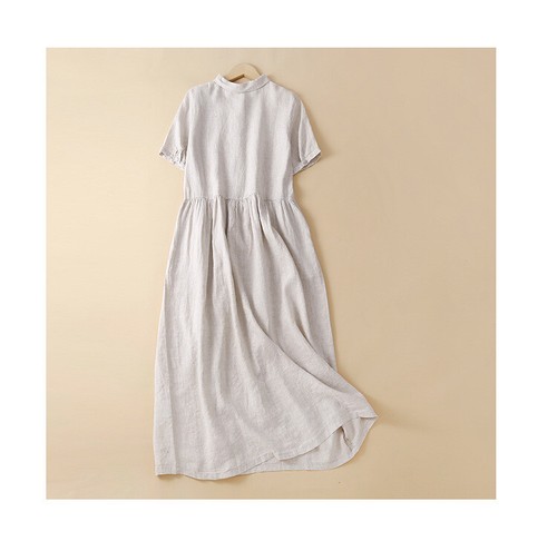 Ladies Summer Holiday Linen Cotton Long Loose Dresses Buttons Blouse Dress SIZE - Picture 9 of 25