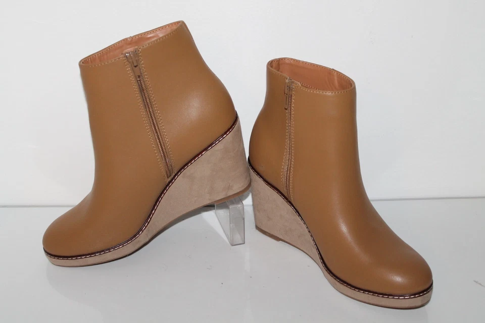 Botín de cuña Kensie Hatley #KS194111, tostado, cuero, para mujer talla 9 de EE. UU. Foto 2 de 4