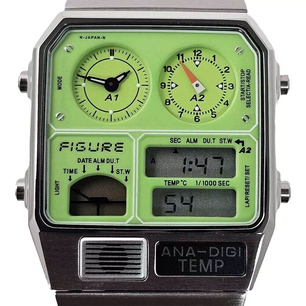 CITIZEN ANA DIGI TEMP WATCH green silver Japan TICTAC CITIZEN ANA DIGI TEMP WATCH green silver Japan TICTAC