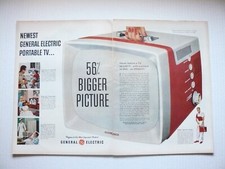 1956 GE General Electric Portable Television TV 2-page Vintage Print Ad