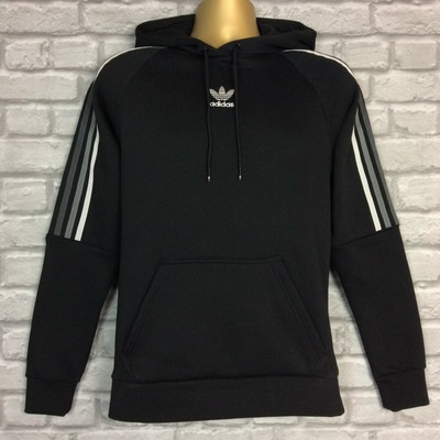 ADIDAS ORIGINALS MENS UK XS BLACK TRI-TONE 3-STRIPES OVERHEAD HOODIE RRP Â£55 * | eBay