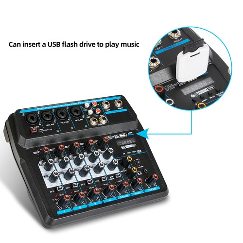 6 Channel Mixer Studio Audio Live Sound Mixing Console Amplifier Bluetooth USB - Picture 11 of 12
