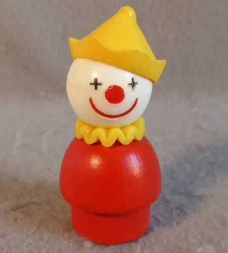 Fisher Price Little People THE CLOWN Red Wood Base Original Vintage Toy 1976