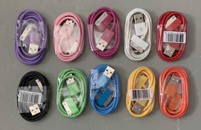 Lot of 10 USB 30-pin Data Sync Cable Charger  iPhone 4 4G 4S 3GS iPod Nano Touch