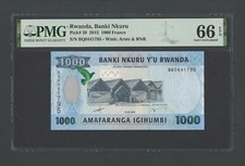 Rwanda 1000 Francs 2015 P39 Uncirculated Grade 66