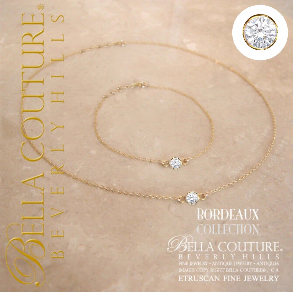 VENTA NUEVO BC® ORO AMARILLO 18K TOPACIO BLANCO PULSERA CADENA ART DECO COLGANTE DE COLECCIÓN 14K Foto 4 de 4